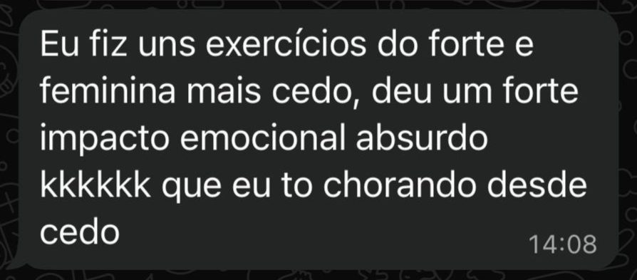Print de depoimento: aluna chora após exercício do curso que causou forte impacto emocional